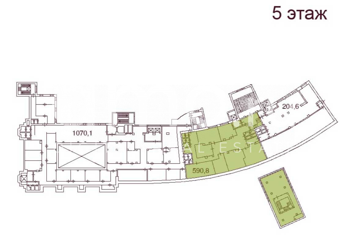 Планировка офиса 591 м², 5 этаж, БЦ «Сенатор на Московском 60А»
