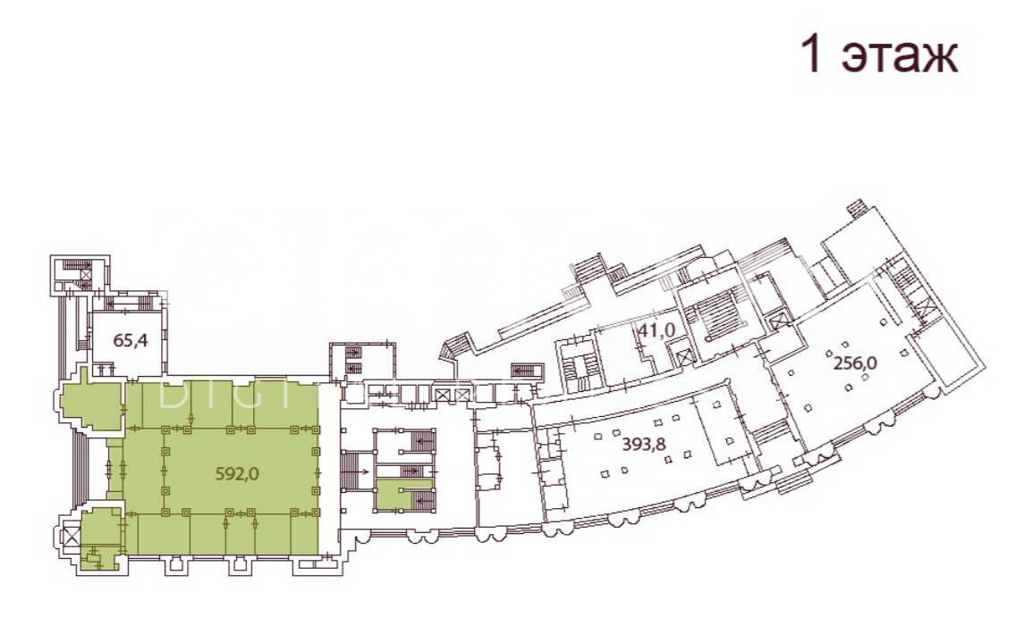 Планировка офиса 592 м², 1 этаж, БЦ «Сенатор на Московском 60А»